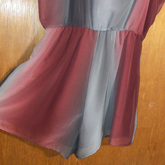 •ENVY•SHEER RED WINE/SMOKE GRAY SPAGHETTI STRAP ROMPER IN SIZE SMALL (NWOT) - Picture 5 of 9